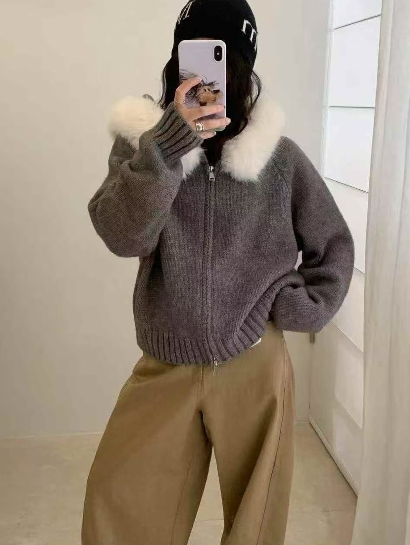 OLA韓國直郵㊣女裝新品休閑人氣時尚推薦熱賣針織衫連帽衫貂絨mellor/OLA針織衫