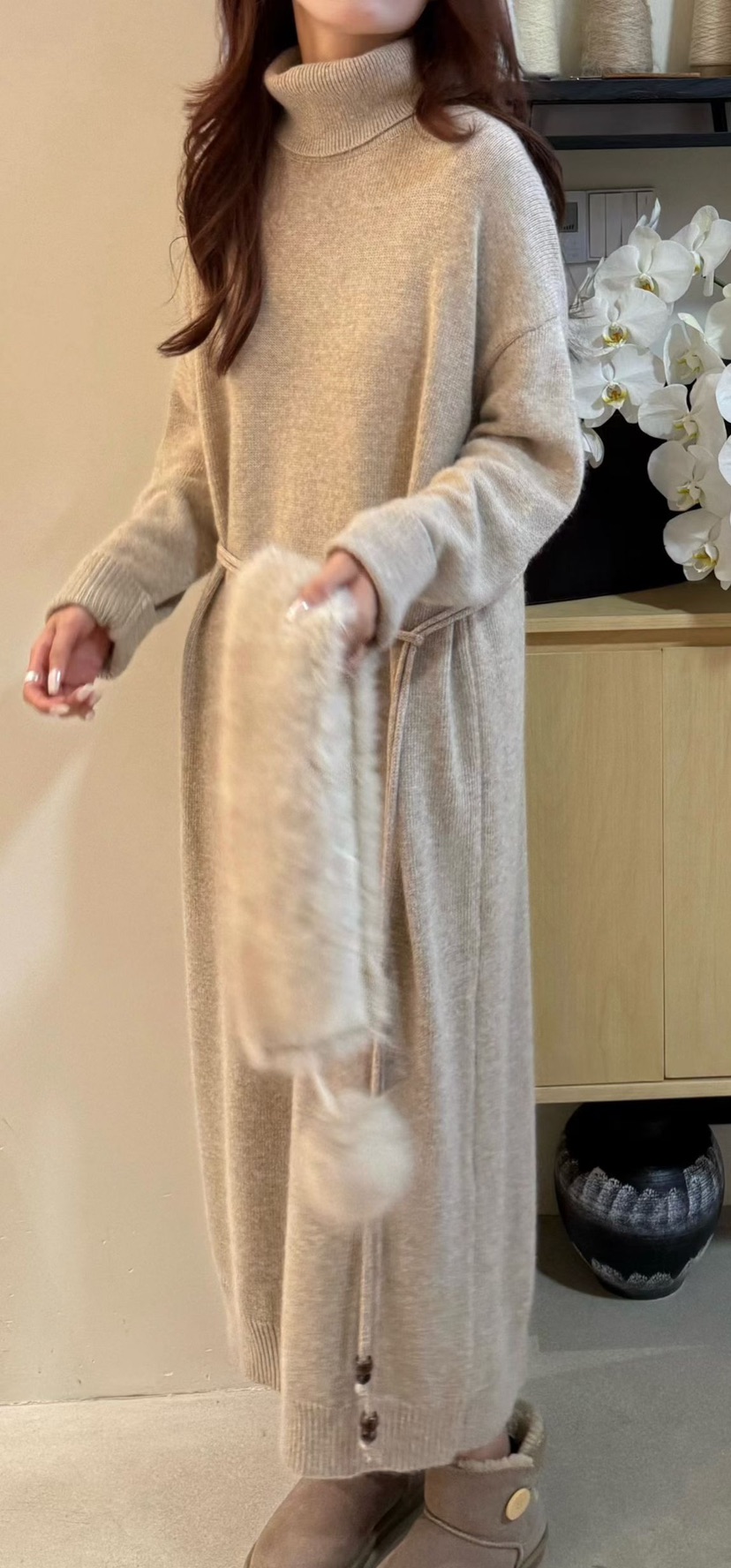 OLA東大門㊣直郵女士新款職業時尚25秋冬休閑推薦連衣裙高領mellor/OLA連衣裙