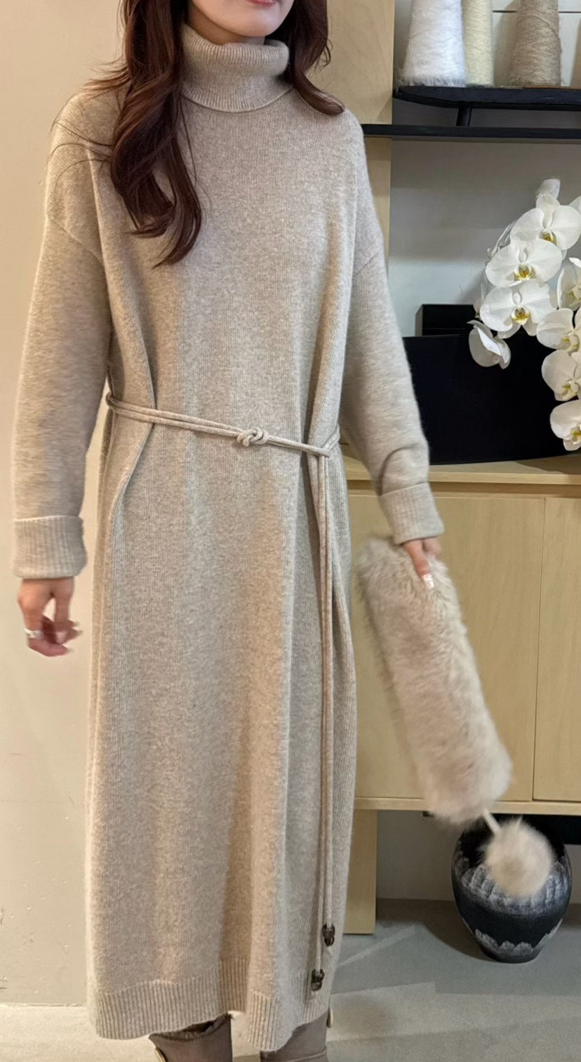 OLA東大門㊣直郵女士新款職業時尚25秋冬休閑推薦連衣裙高領mellor/OLA連衣裙