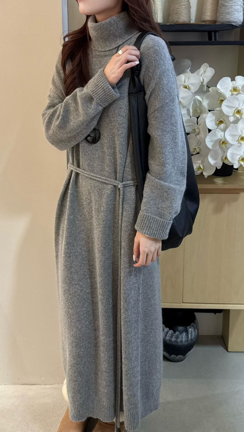 OLA東大門㊣直郵女士新款職業時尚25秋冬休閑推薦連衣裙高領mellor/OLA連衣裙