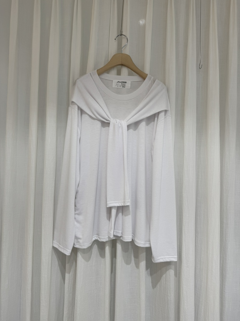 COKKIRI韓國代購㊣女裝新款休閑人氣時尚職業25秋冬長袖T恤披肩COKKIRI長袖T恤圖色1