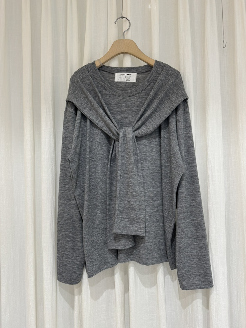 COKKIRI韓國代購㊣女裝新款休閑人氣時尚職業25秋冬長袖T恤披肩COKKIRI長袖T恤圖色2