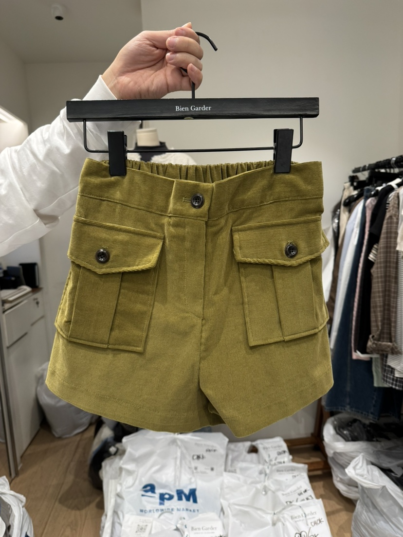 BIEN GARDER韓國代購㊣女士新款25秋冬時尚短褲燈芯絨口袋BIEN GARDER短褲圖色3