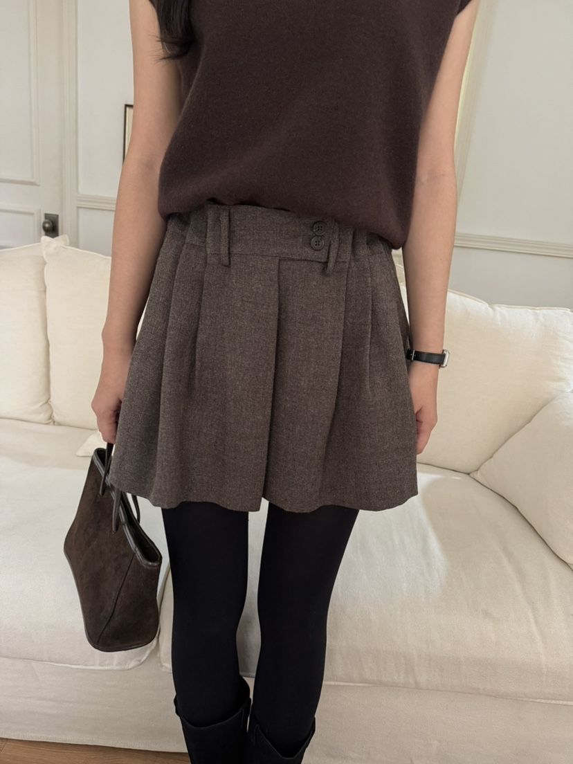 BIEN GARDER韓國代購㊣女士新品熱賣推薦職業短裙羊毛褶皺BIEN GARDER短裙