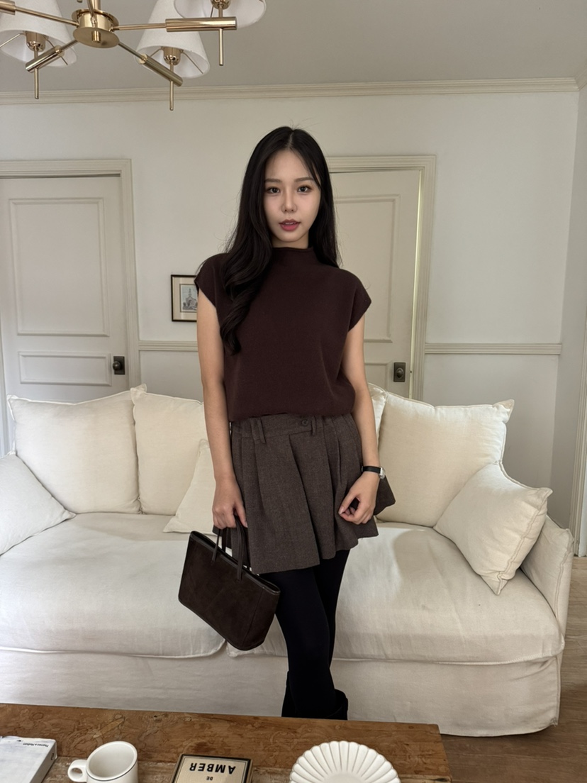 BIEN GARDER韓國代購㊣女士新品熱賣推薦職業短裙羊毛褶皺BIEN GARDER短裙