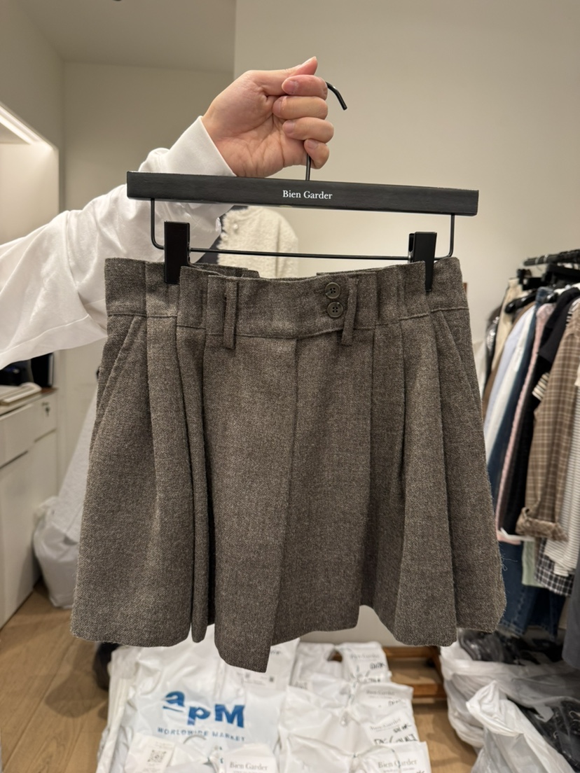 BIEN GARDER韓國代購㊣女士新品熱賣推薦職業短裙羊毛褶皺BIEN GARDER短裙圖色2