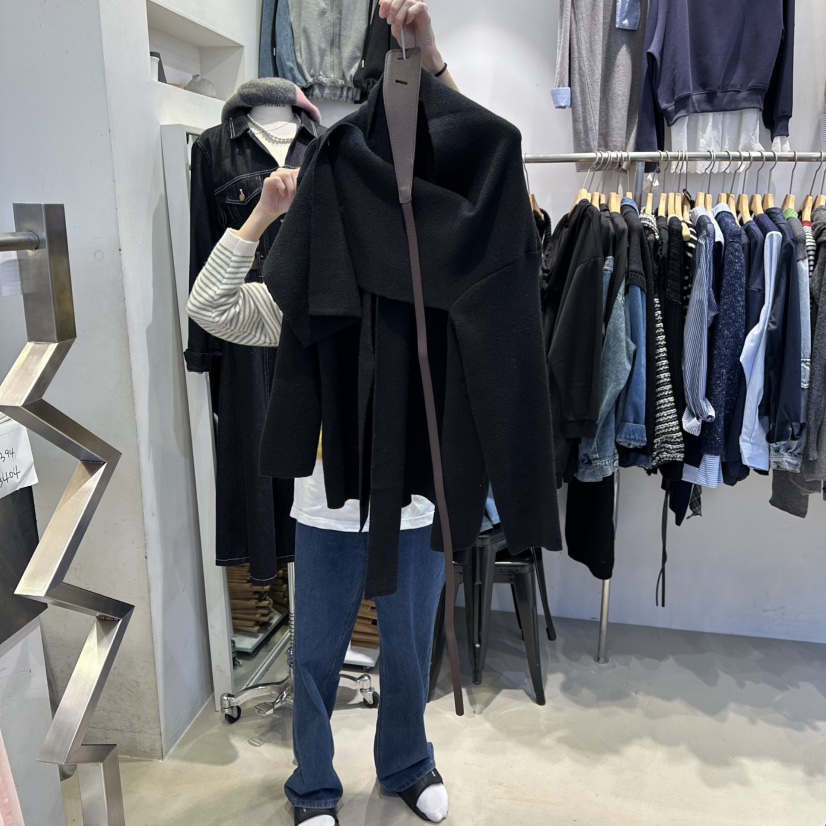 2MORROW東大門㊣直郵女士新款時尚職業人氣針織衫含腰帶披肩2MORROW針織衫圖色2