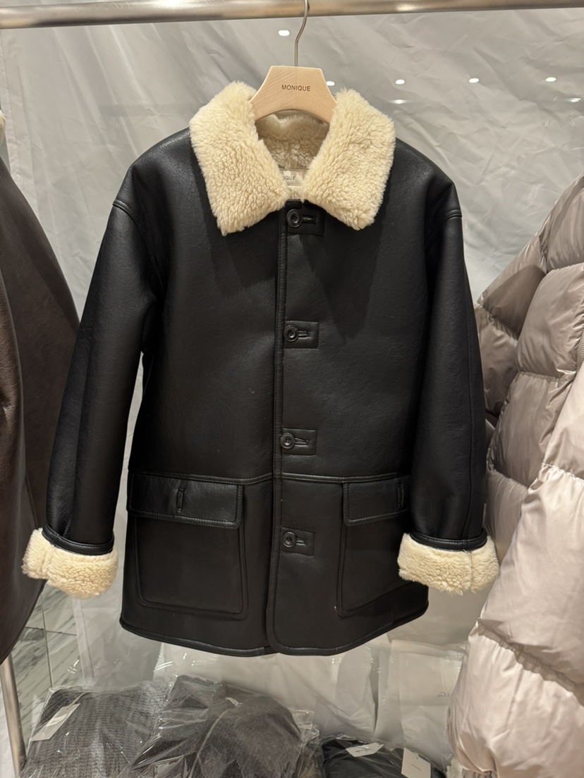 MONIQUE東大門㊣實拍女裝新品25秋冬熱賣推薦人氣短款大衣皮革MONIQUE短款大衣圖色2