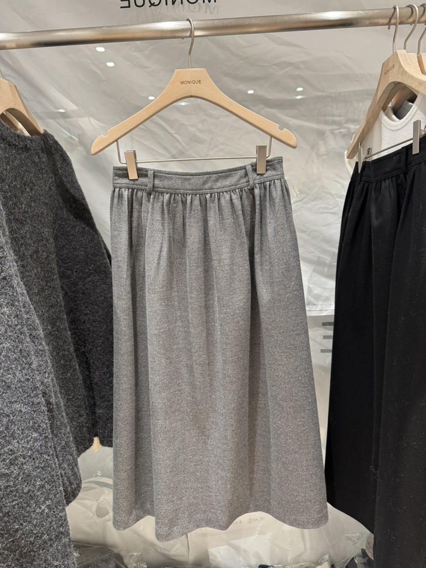 MONIQUE東大門㊣代購女裝新款時尚職業半身裙中短裙羊毛褶皺MONIQUE半身裙/中短裙圖色1