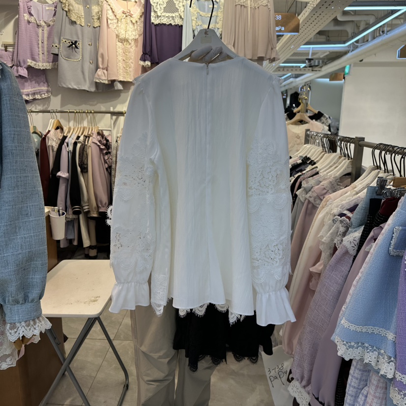 PAPA韓國代購㊣女士新款人氣25秋冬時尚休閑推薦襯衫蕾絲衫PaPa/HALMADE襯衫/蕾絲衫