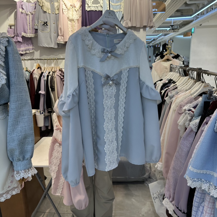 PAPA韓國直郵㊣女裝新款人氣熱賣職業25秋冬推薦襯衫蕾絲衫PaPa/HALMADE襯衫/蕾絲衫圖色2