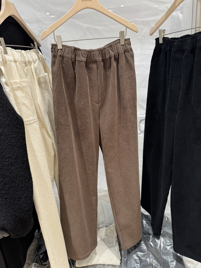 MONIQUE東大門㊣代購女裝新款25秋冬職業推薦休閑褲燈芯絨條紋MONIQUE休閑褲圖色2