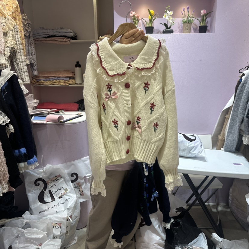 MS韓國直郵㊣女裝新品時尚25秋冬熱賣人氣職業休閑毛衣開衫MS毛衣圖色1