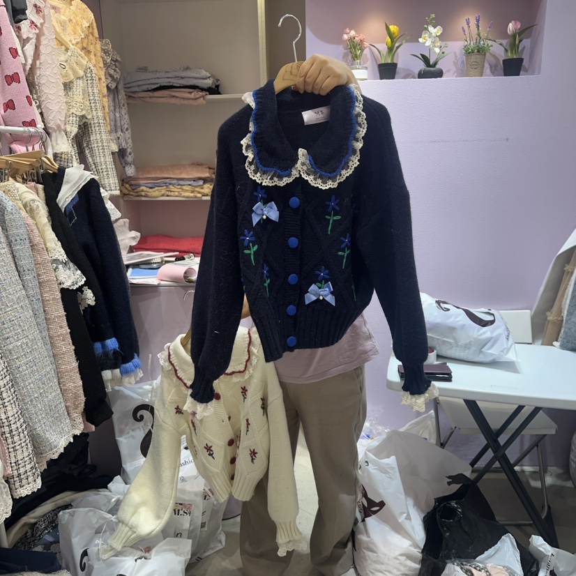 MS韓國直郵㊣女裝新品時尚25秋冬熱賣人氣職業休閑毛衣開衫MS毛衣圖色2