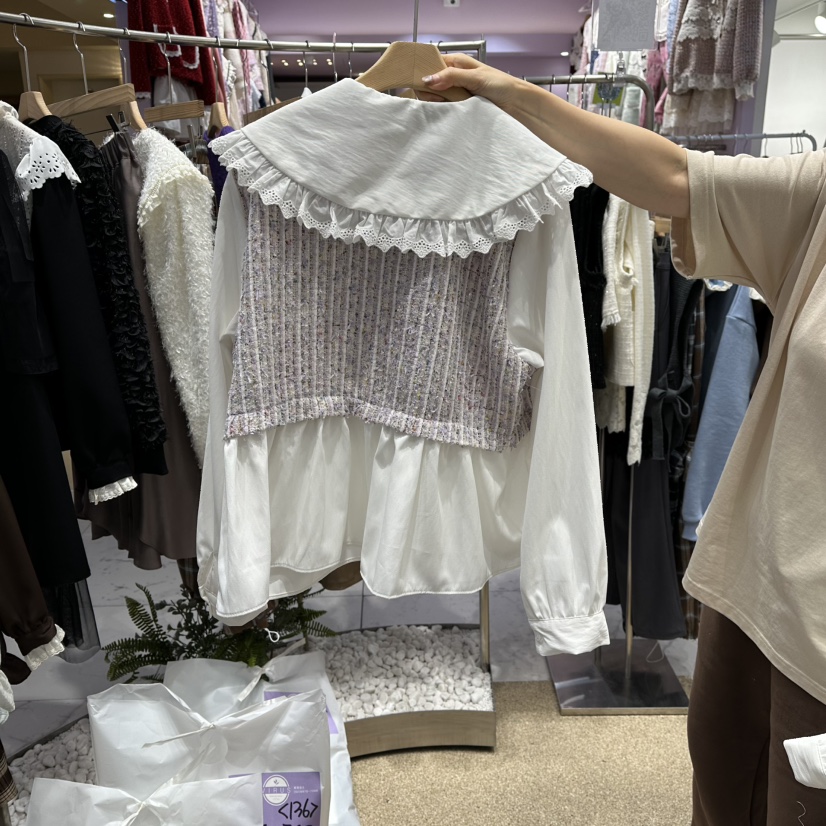 VIRUS韓國直郵㊣女士新品人氣時尚25秋冬推薦熱賣襯衫蕾絲衫VIRUS襯衫/蕾絲衫