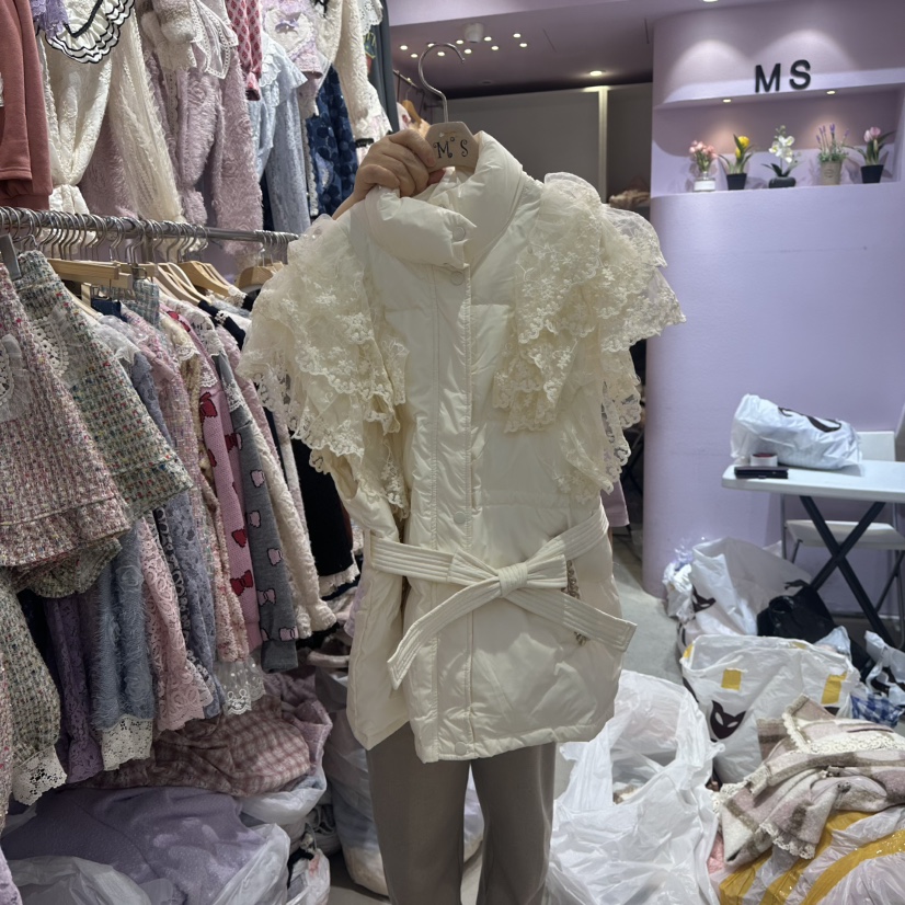 MS東大門㊣實拍女士新品25秋冬人氣休閑時尚推薦馬甲含腰帶絨MS馬甲圖色1