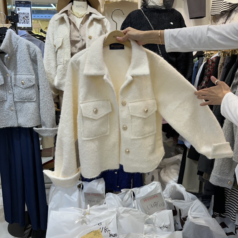 BUTTU東大門㊣實拍女士新品時尚職業推薦熱賣休閑人氣夾克羊毛10 O CLOCK/Buttu夾克圖色1