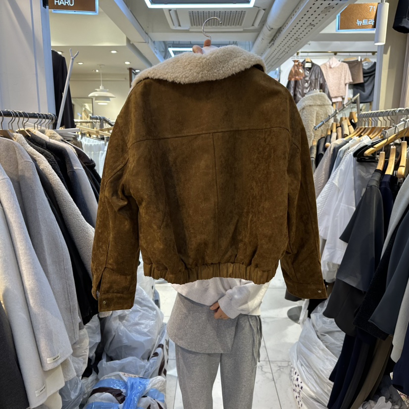 HARU-Q韓國直郵㊣女裝新款職業推薦時尚休閑夾克絨面革羊皮HARU-Q夾克
