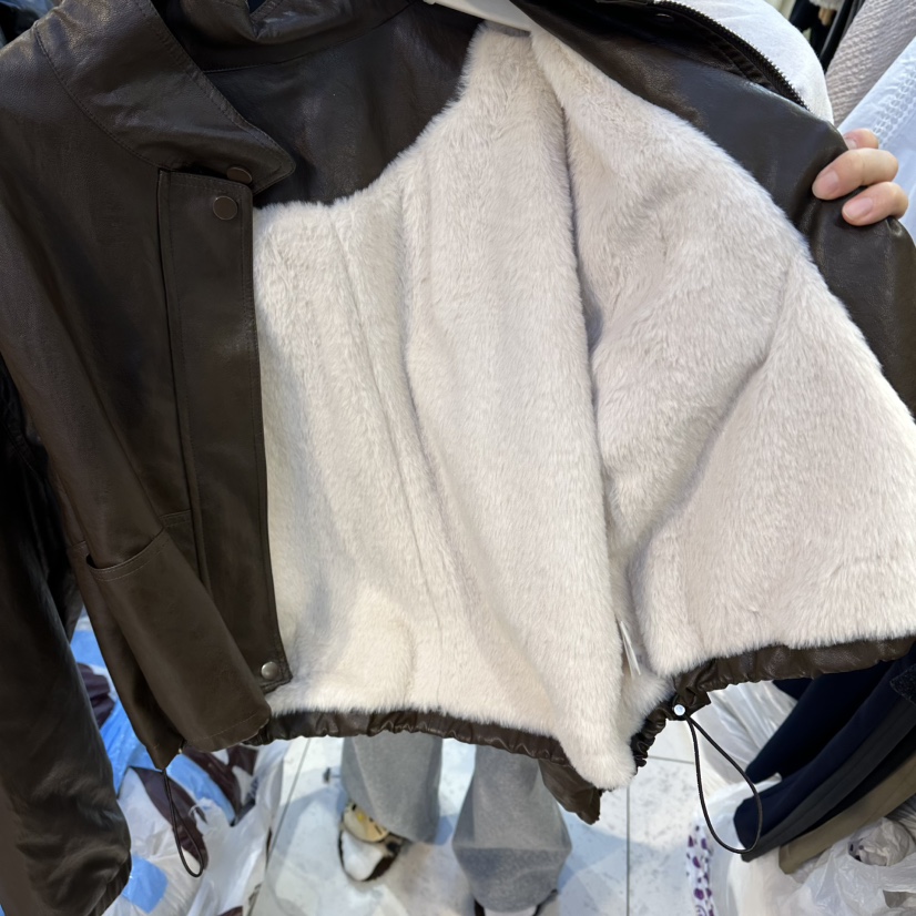 HARU-Q韓國代購㊣女裝新品時尚25秋冬推薦職業熱賣皮衣皮草HARU-Q皮衣