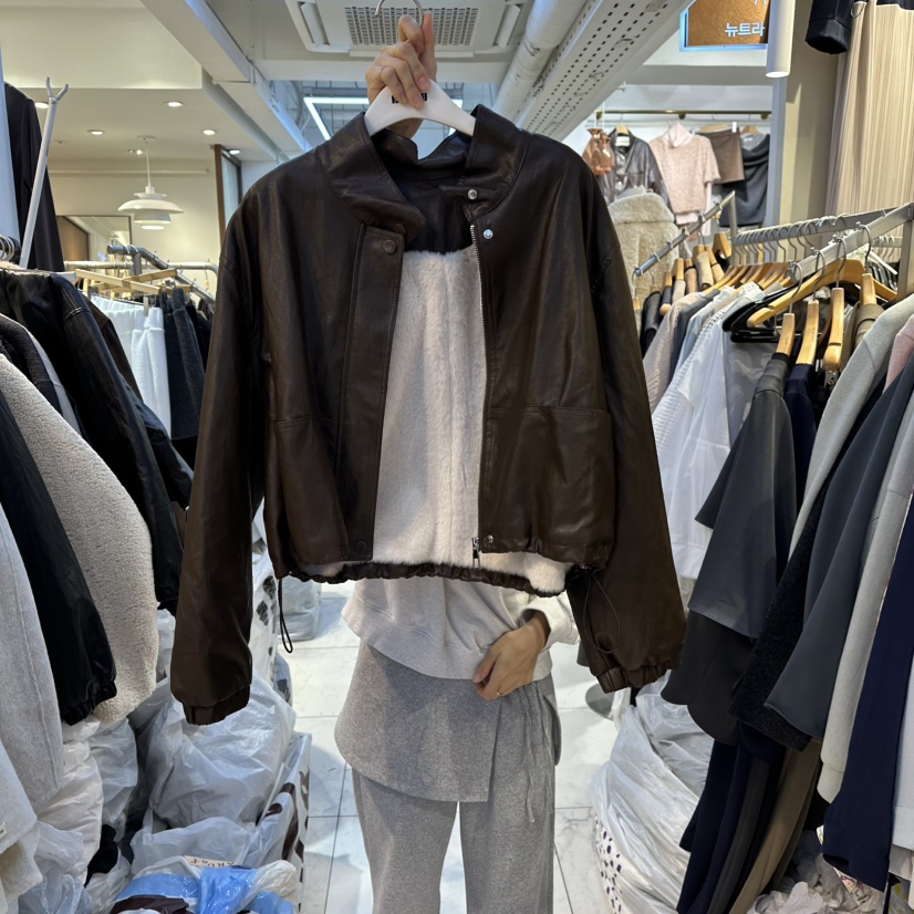 HARU-Q韓國代購㊣女裝新品時尚25秋冬推薦職業熱賣皮衣皮草HARU-Q皮衣圖色1