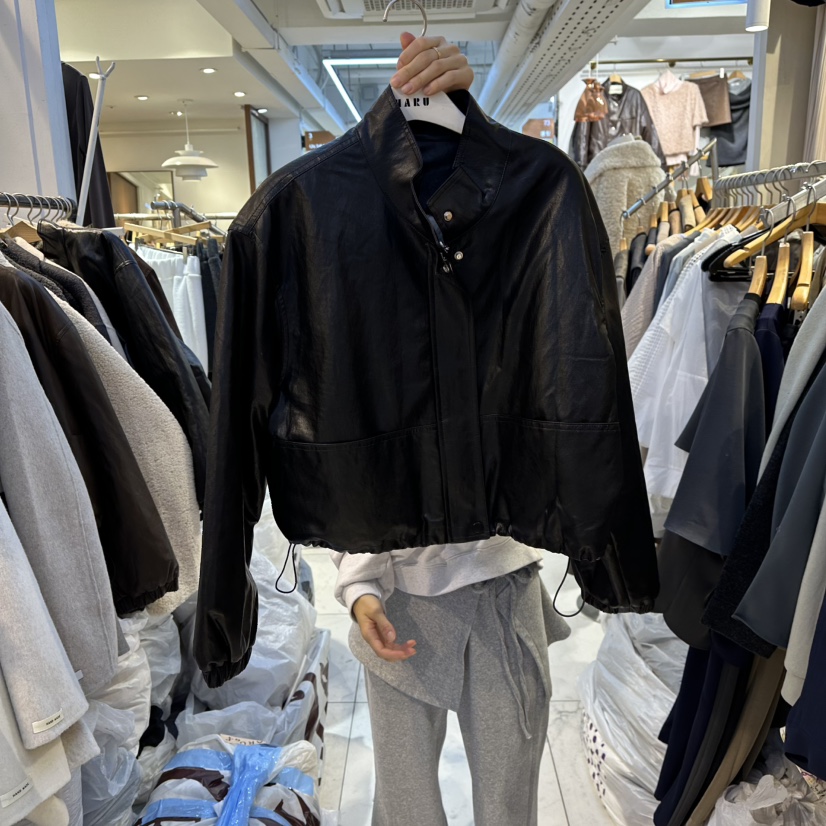 HARU-Q韓國代購㊣女裝新品時尚25秋冬推薦職業熱賣皮衣皮草HARU-Q皮衣圖色2