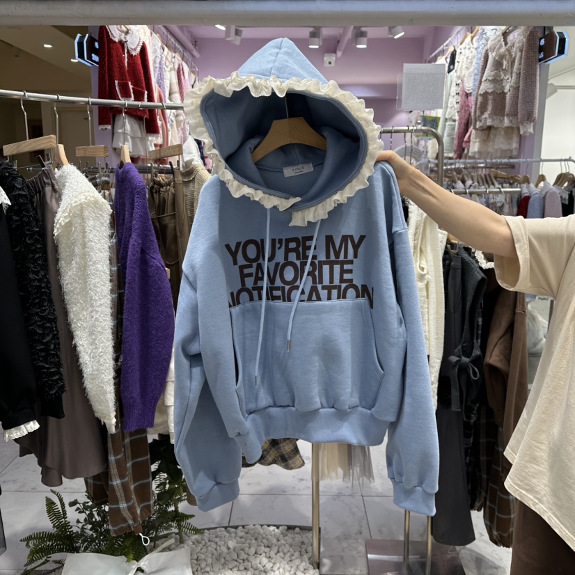 VIRUS韓國直郵㊣女裝新款人氣25秋冬推薦職業時尚衛衣兜帽加絨VIRUS衛衣圖色1