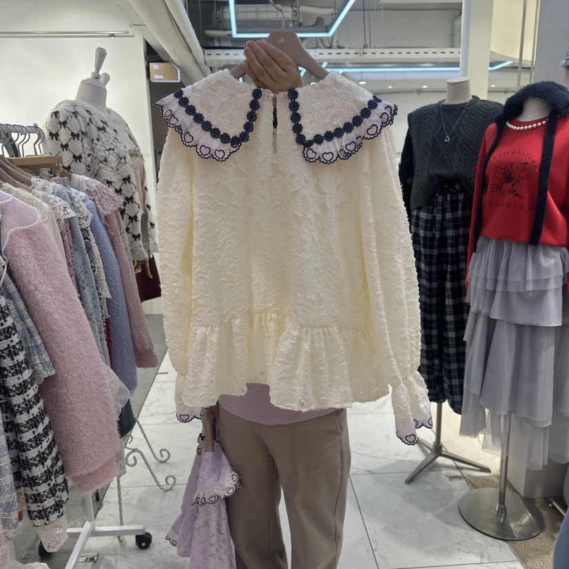 MS東大門㊣直郵女士新款時尚人氣推薦25秋冬休閑襯衫蕾絲衫MS襯衫/蕾絲衫