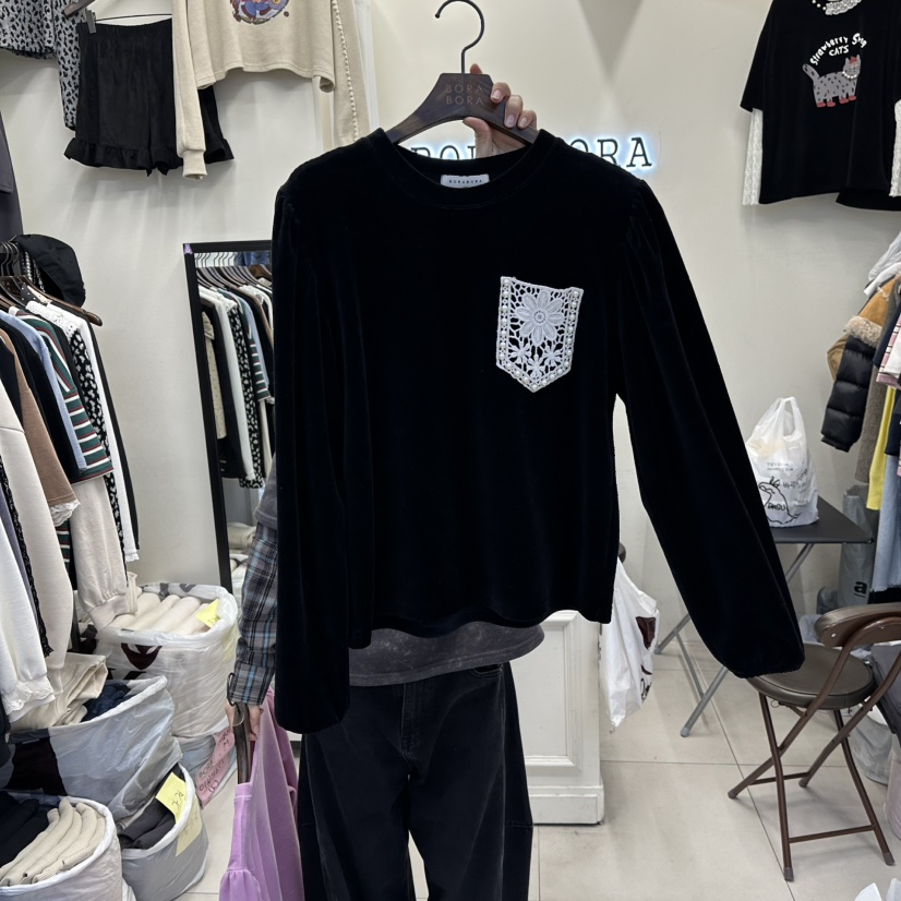 BORA BORA韓國代購㊣女裝新品職業推薦時尚人氣長袖T恤口袋BORA BORA長袖T恤圖色2