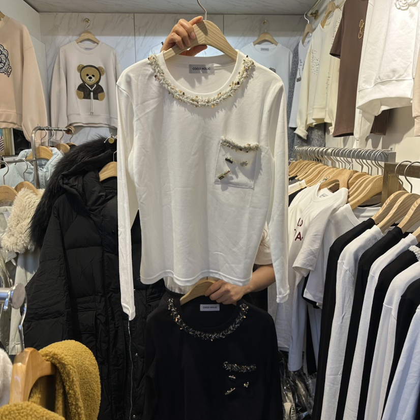 COCO HOLIC韓國直郵㊣女裝新款25秋冬時尚職業休閑長袖T恤COCO HOLIC長袖T恤圖色1