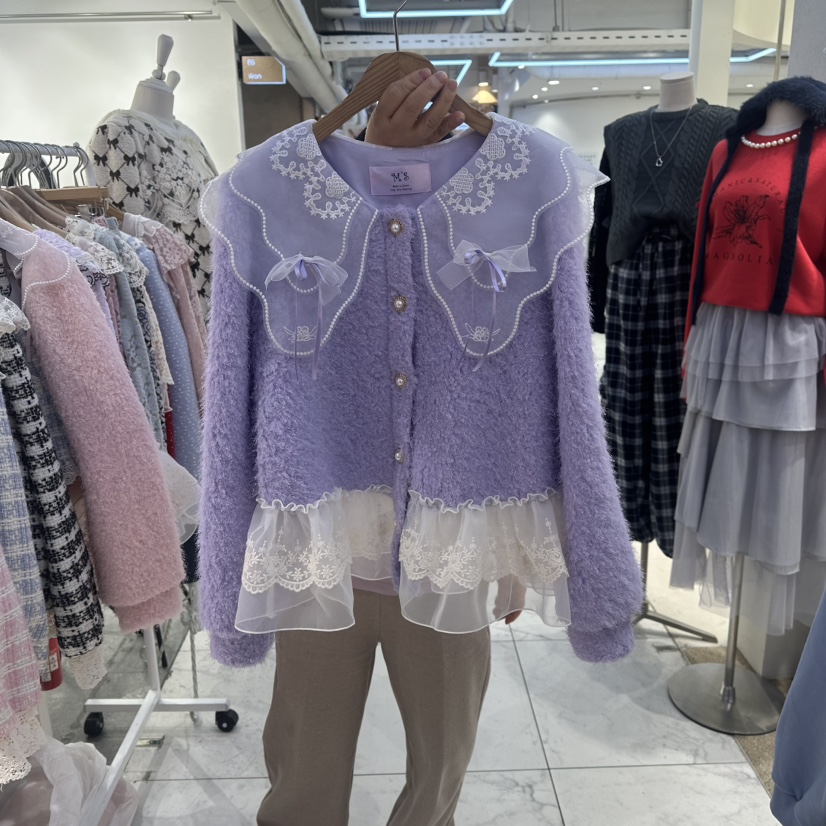 MS韓國直郵㊣女士新款人氣職業熱賣25秋冬時尚休閑毛衣開衫MS毛衣圖色2