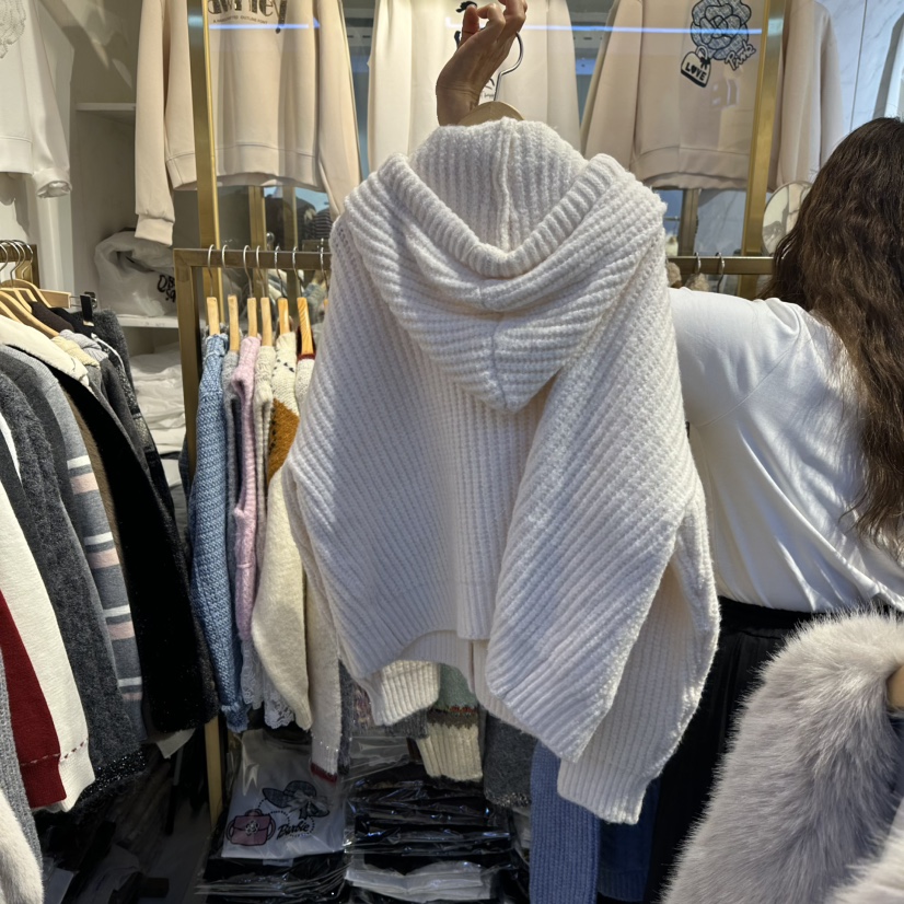 COCO HOLIC韓國代購㊣女裝新品人氣熱賣25秋冬毛衣開衫連帽COCO HOLIC毛衣