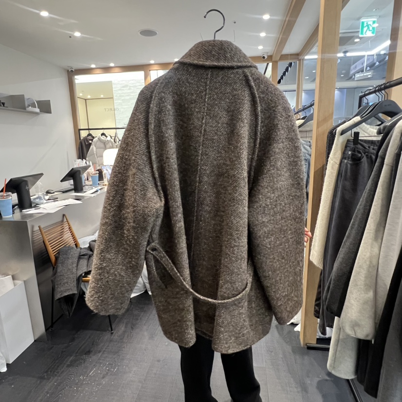 OBJECT東大門㊣代購女士新品人氣休閑熱賣時尚中長款大衣羊駝OBJECT中長款大衣