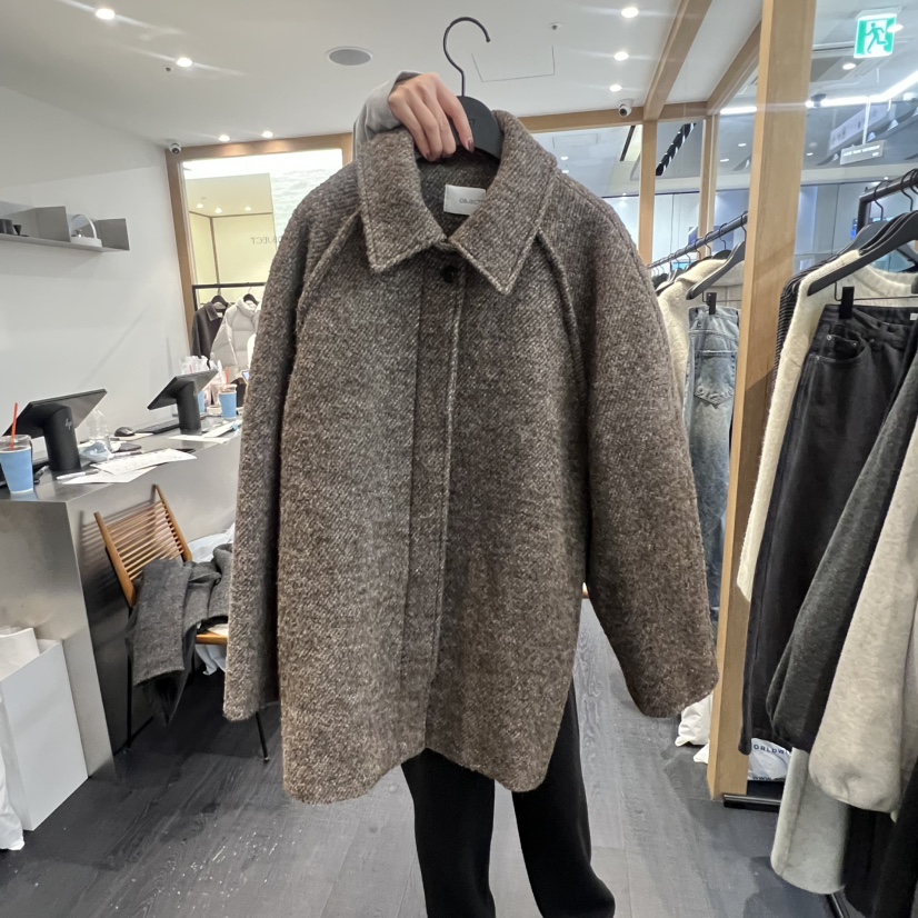 OBJECT東大門㊣代購女士新品人氣休閑熱賣時尚中長款大衣羊駝OBJECT中長款大衣圖色1