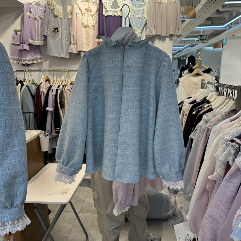 PAPA韓國直郵㊣女裝新款職業熱賣25秋冬人氣休閑襯衫蕾絲衫PaPa/HALMADE襯衫/蕾絲衫