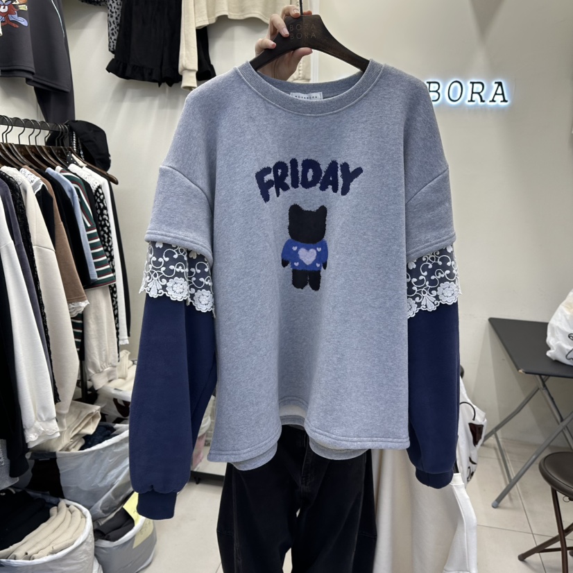 BORA BORA東大門㊣直郵女裝新款時尚熱賣推薦人氣衛衣加絨BORA BORA衛衣圖色2