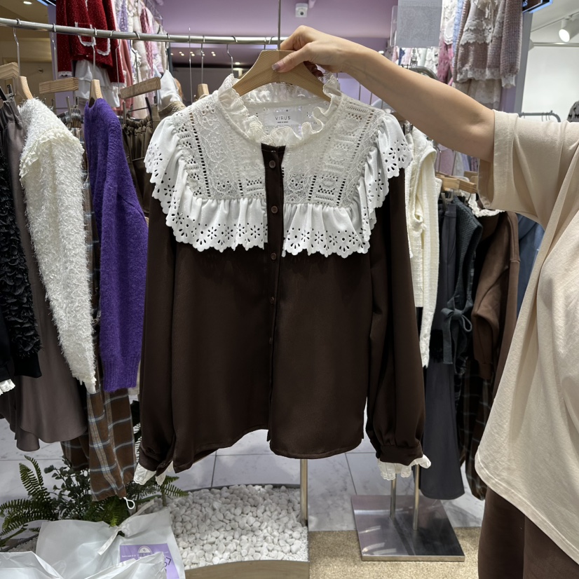 VIRUS韓國代購㊣女士新品25秋冬時尚職業人氣熱賣休閑推薦衛衣VIRUS衛衣圖色2棕色