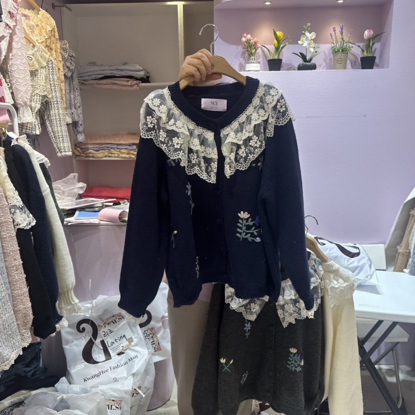 MS東大門㊣實拍女士新品人氣休閑時尚熱賣25秋冬毛衣刺繡開衫MS毛衣圖色2
