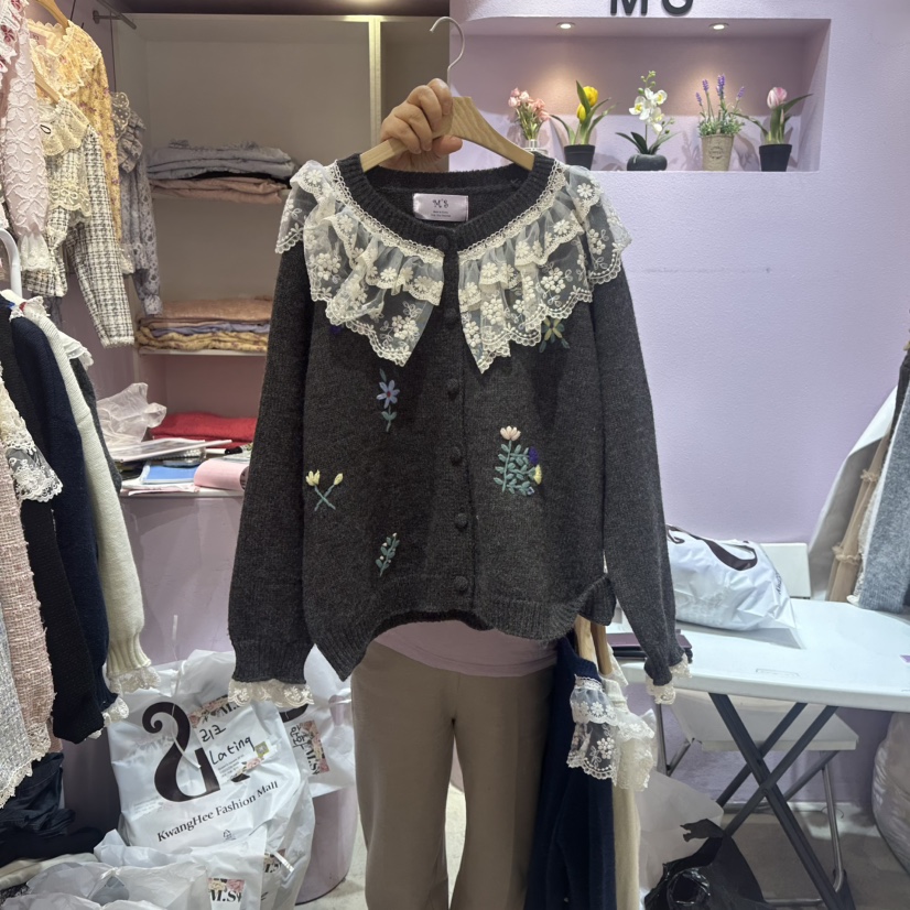 MS東大門㊣實拍女士新品人氣休閑時尚熱賣25秋冬毛衣刺繡開衫MS毛衣圖色3