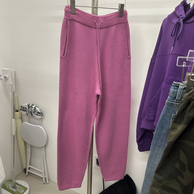 TOPDRESSING韓國代購㊣女士新款25秋冬人氣休閑褲針織褲羊毛TOPDRESSING休閑褲圖色1