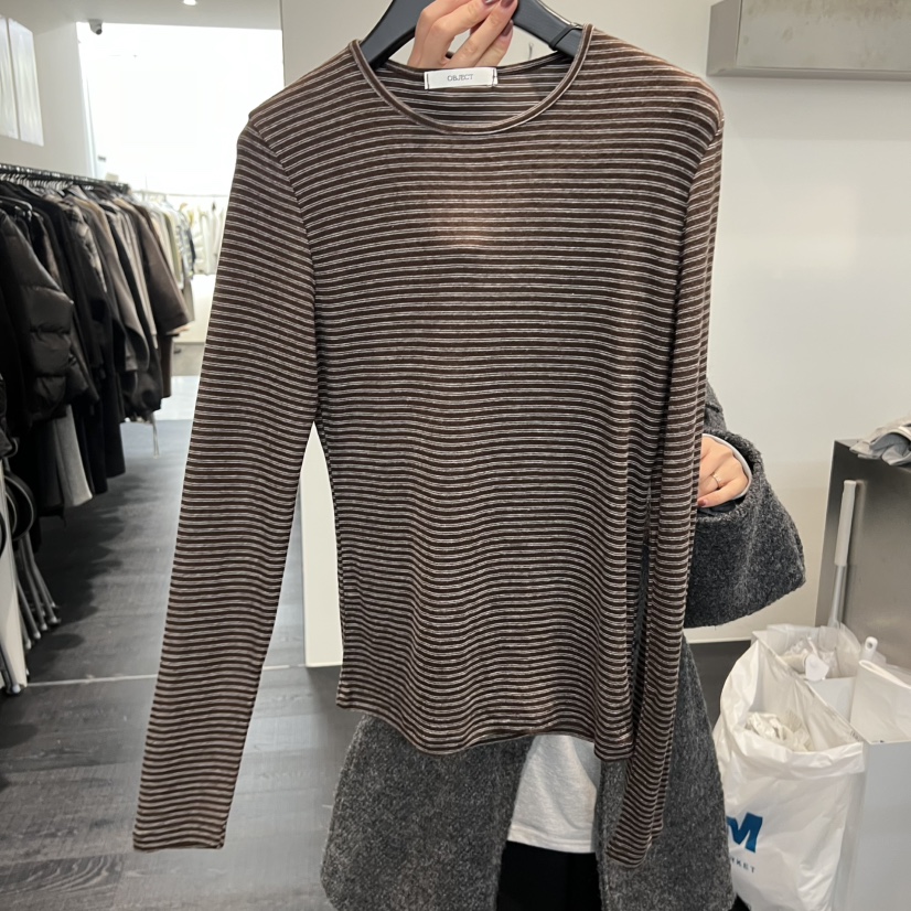 OBJECT韓國直郵㊣女士新款人氣推薦時尚休閑25秋冬職業長袖T恤OBJECT長袖T恤圖色3