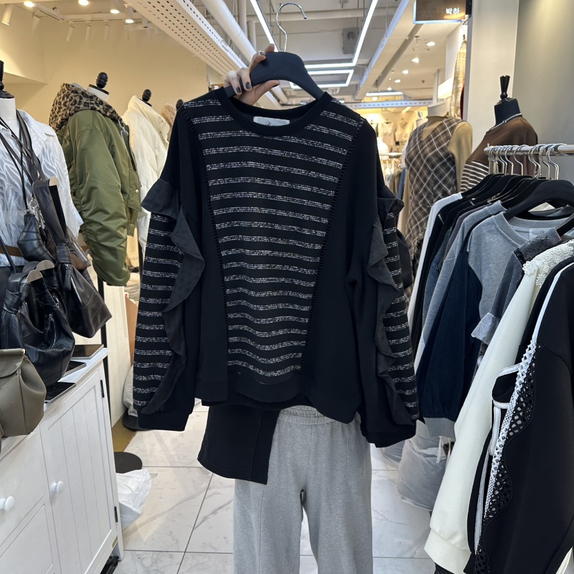 BAKHA韓國代購㊣女士新品推薦25秋冬人氣休閑時尚熱賣衛衣褶皺BAKHA衛衣圖色2