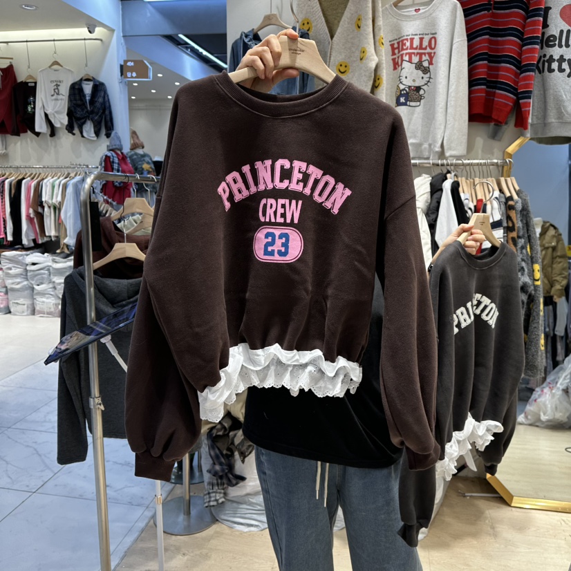 UNDERSTAR_VINTAGE韓國代購㊣女裝新款時尚25秋冬熱賣衛衣加絨UNDERSTAR_VINTAGE衛衣圖色2