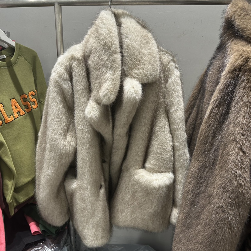 THE SECOND GROW韓國代購㊣女士新款時尚人氣短款大衣皮草THE SECOND GROW短款大衣圖色2