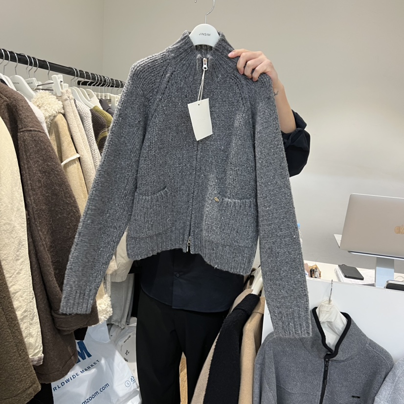 JINSIM韓國代購㊣女士新款人氣休閑25秋冬時尚推薦毛衣拉鏈JINSIM毛衣圖色2