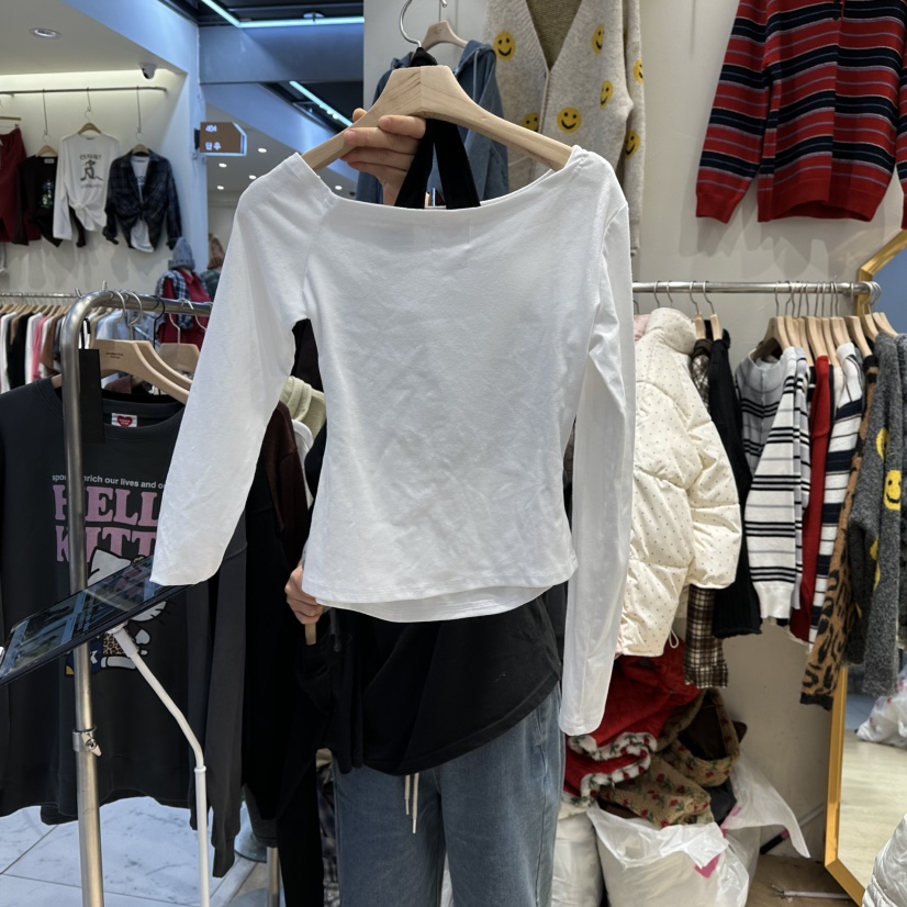 UNDERSTAR_VINTAGE東大門㊣代購女士新款人氣長袖T恤雙排扣UNDERSTAR_VINTAGE長袖T恤