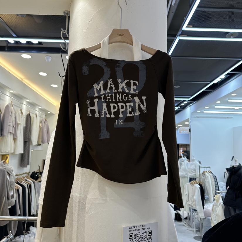 UNDERSTAR_VINTAGE東大門㊣代購女士新款人氣長袖T恤雙排扣UNDERSTAR_VINTAGE長袖T恤圖色3