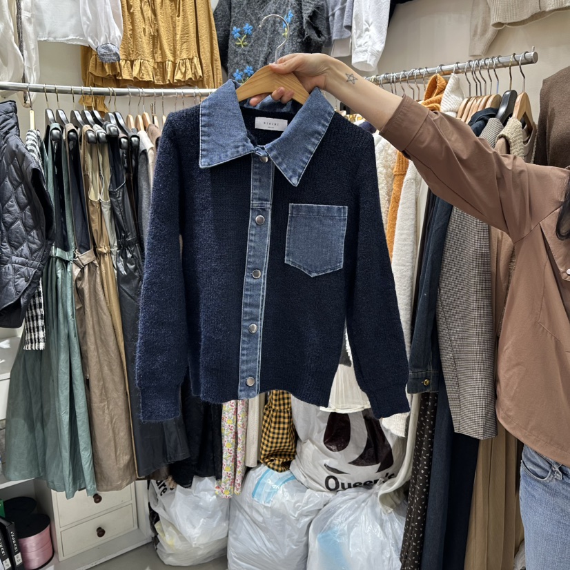 BIKINI東大門㊣直郵女裝新款人氣推薦時尚25秋冬襯衫蕾絲衫紐扣BIKINI襯衫/蕾絲衫圖色2