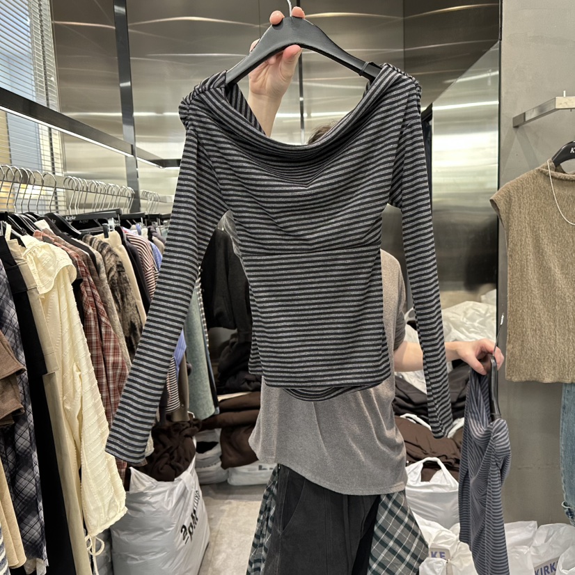 KIRKE東大門㊣直郵女士新品人氣休閑職業熱賣推薦時尚長袖T恤KIRKE長袖T恤