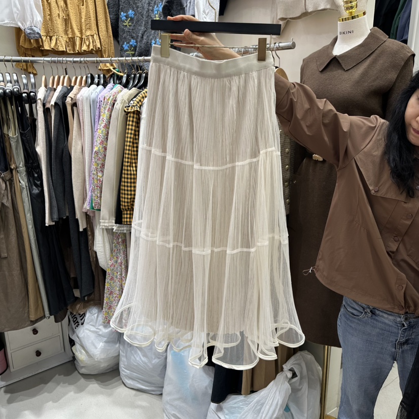 BIKINI韓國直郵㊣女士新品25秋冬熱賣休閑時尚推薦長裙天鵝絨BIKINI長裙