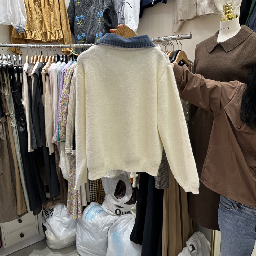 BIKINI韓國代購㊣女裝新品人氣職業推薦25秋冬休閑針織衫拉鏈BIKINI針織衫